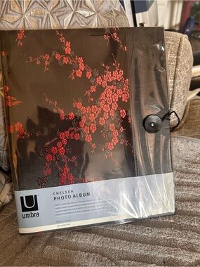 Umbra Chelsea Photo Album - Black with Red Floral Embroidery
